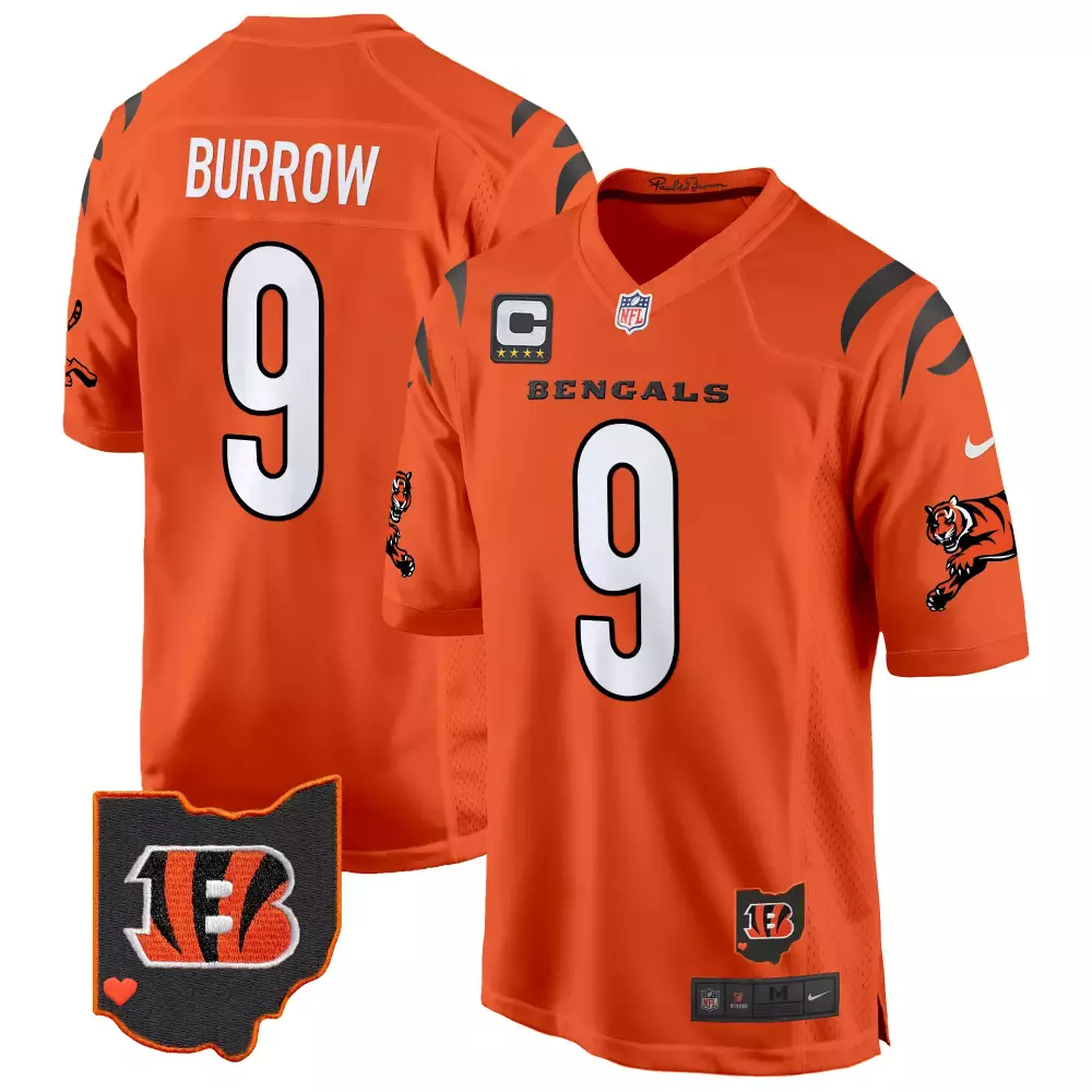 Joe Burrow Orange Men's Cincinnati Bengals 2024 Game Jersey | All Stitched | Fan Gear for Game Day | For Men
