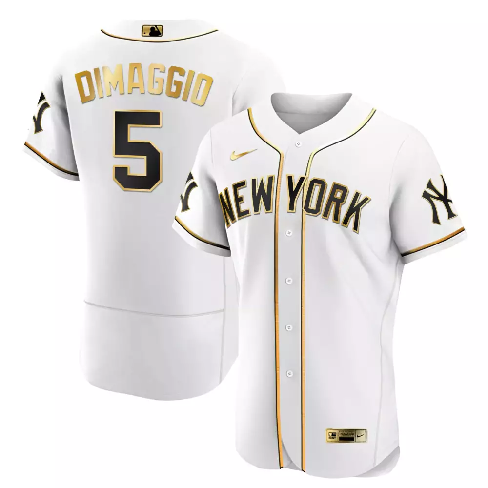 Joe Dimaggio Flex White Yankees Jersey | Stitched Gold & Black | Limited Edition Fan Gear for Men, Women & Youth