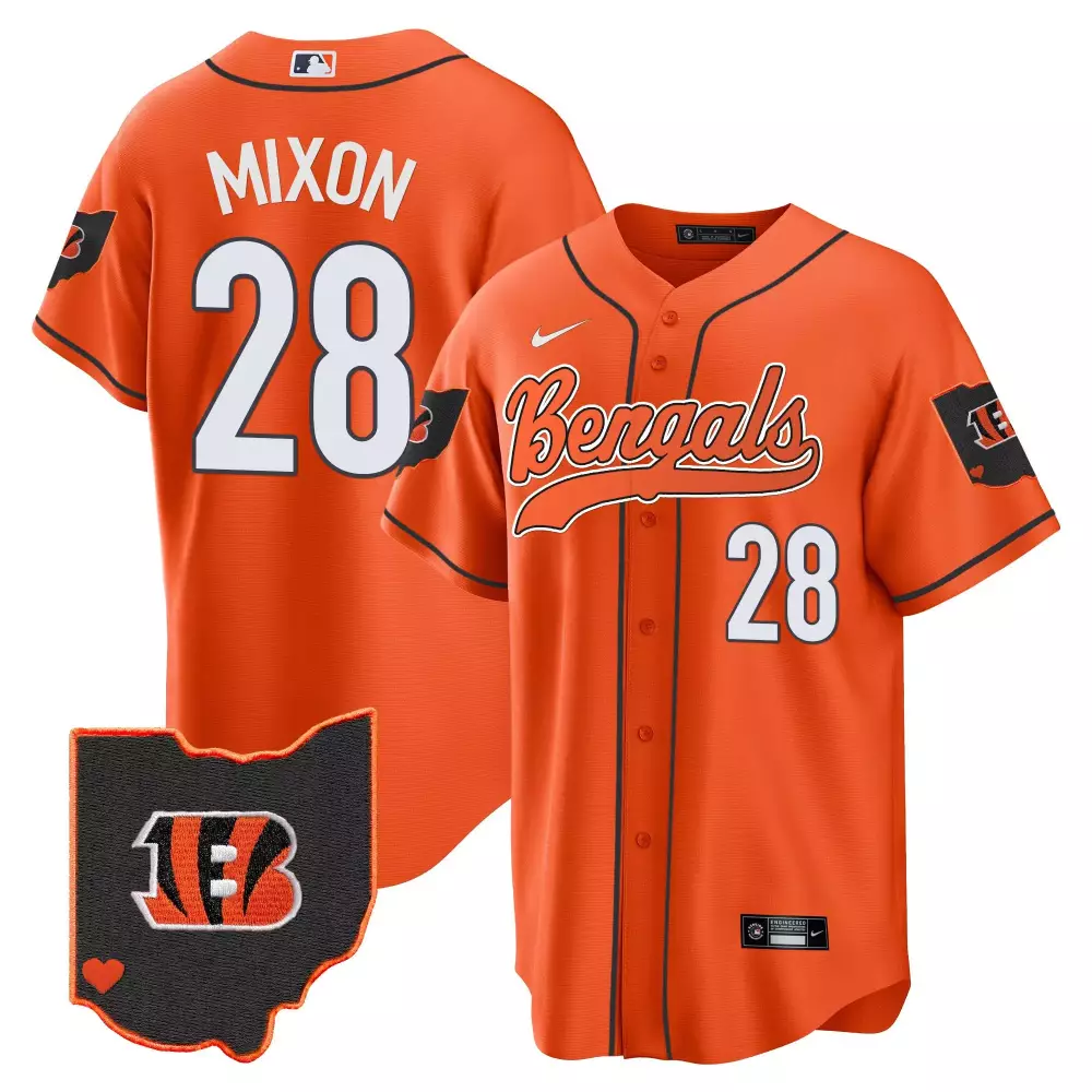 Joe Mixon Cincinnati Bengals Ohio Patch Baseball Jersey | Stitched Fan Gear | For Men, Women & Youth