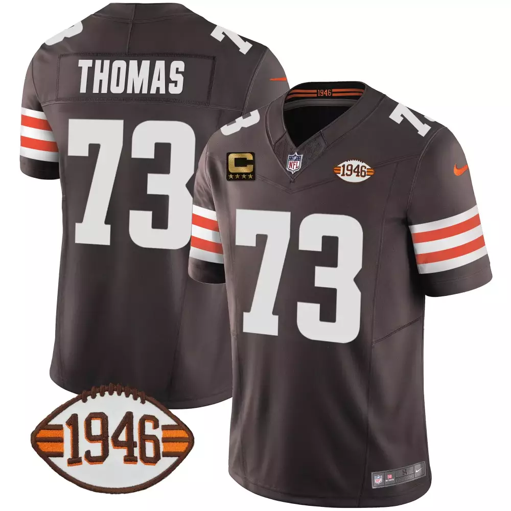 Joe Thomas Men's Cleveland Browns Brown Jersey | 1946 75th Anniversary Patch | Stitched Design | Fan Gear for Men, Women & Youth