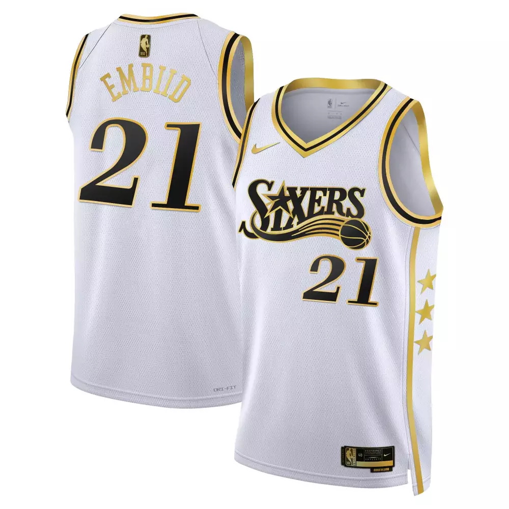 Joel Embiid Philadelphia 76ers Men's Swingman Jersey | White Gold | All Stitched | Premium Fan Gear for Men, Women & Youth