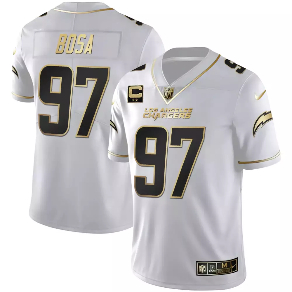 Joey Bosa White Gold Jersey | Los Angeles Chargers 2023 Stitched Fan Gear | For Men, Women & Youth