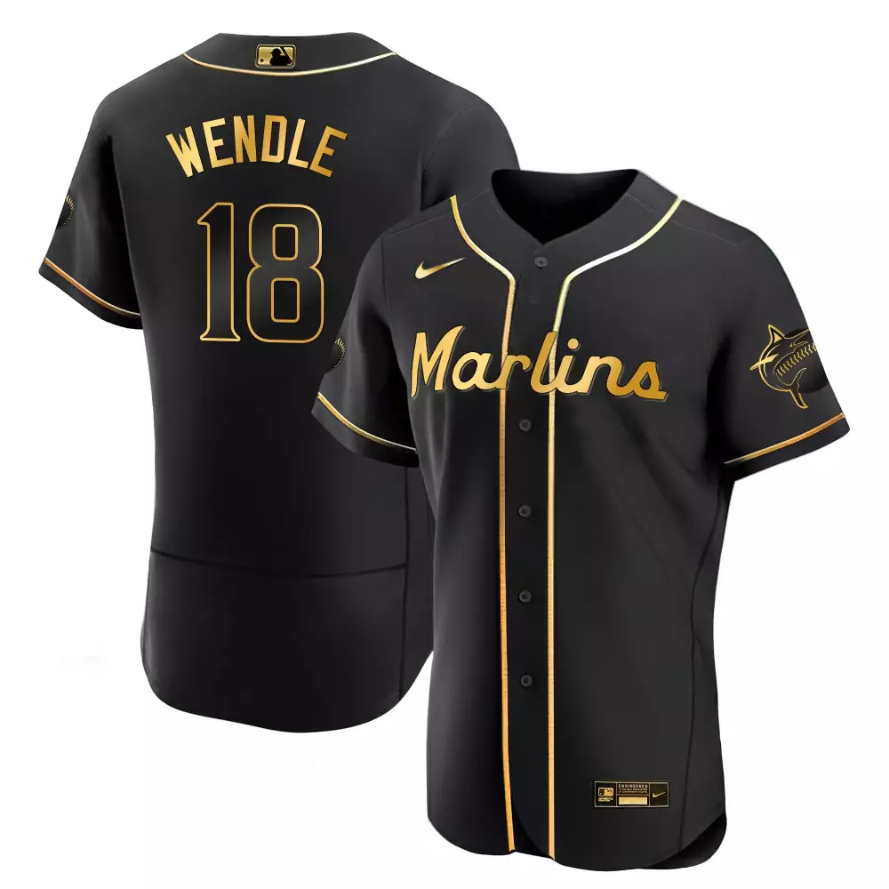 Joey Wendle Flex Black Gold Men's Miami Marlins Limited Edition Jersey | All Stitched | For Men, Women & Youth