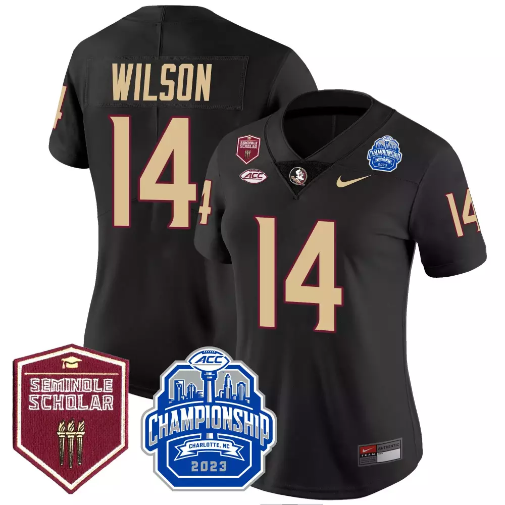 Johnny Wilson Florida State Seminoles 2023 ACC Championship Patch Jersey | Black Women's Fashion | All Stitched Fan Gear for Men, Women & Youth