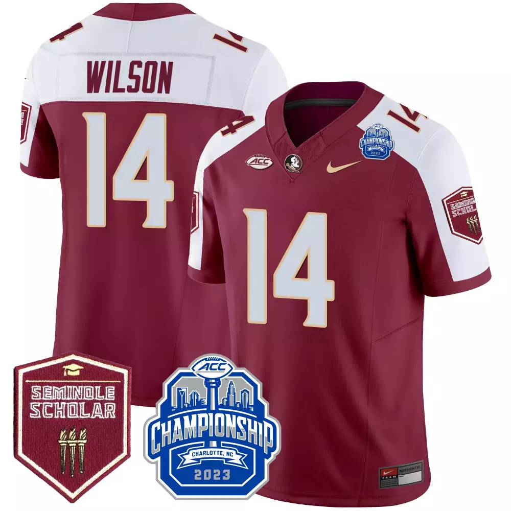 Johnny Wilson Florida State Seminoles Garnet Alternate 2023 ACC Championship Patch Jersey | All Stitched Men's Fashion | For Game Day | For Men, Women & Youth