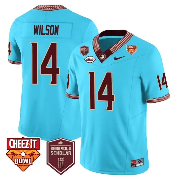Johnny Wilson Turquoise Men's Florida State Seminoles Heritage Cheez It Bowl Patch Vapor Limited Jersey | All Stitched | Fan Gear for Game Day | For Men, Women & Youth