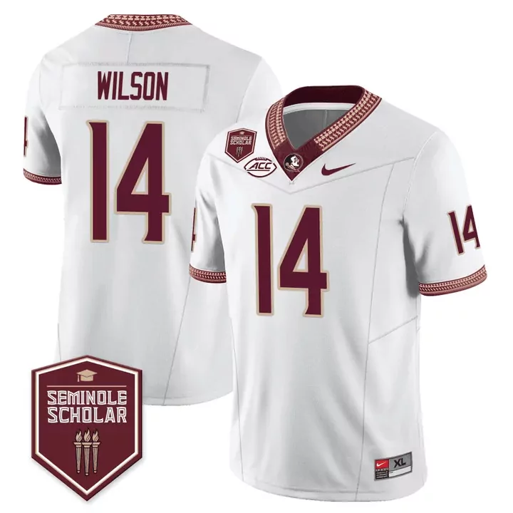 Johnny Wilson White Men's Florida State Seminoles Scholar Patch Vapor Limited Jersey | All Stitched | Fan Gear for All | For Men, Women & Youth