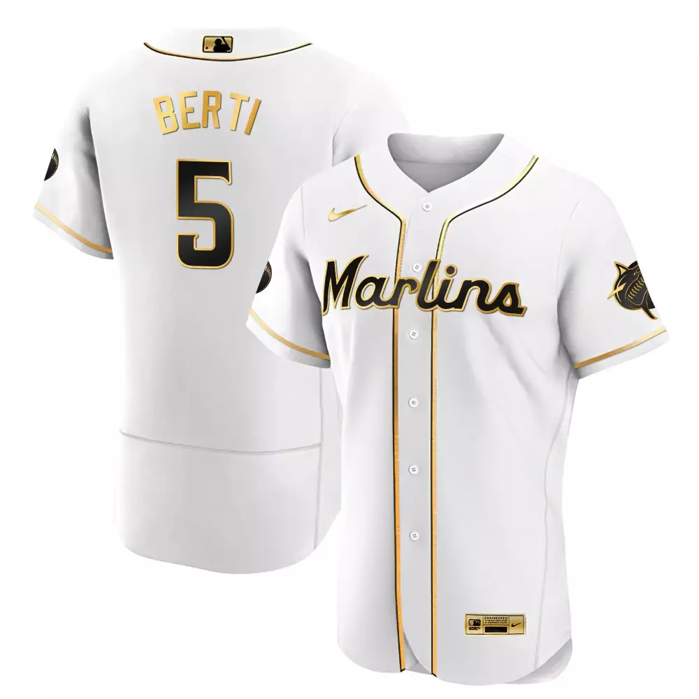 Jon Berti Miami Marlins Black Limited Gold Jersey | Stitched Fan Gear for Game Day | For Men, Women & Youth