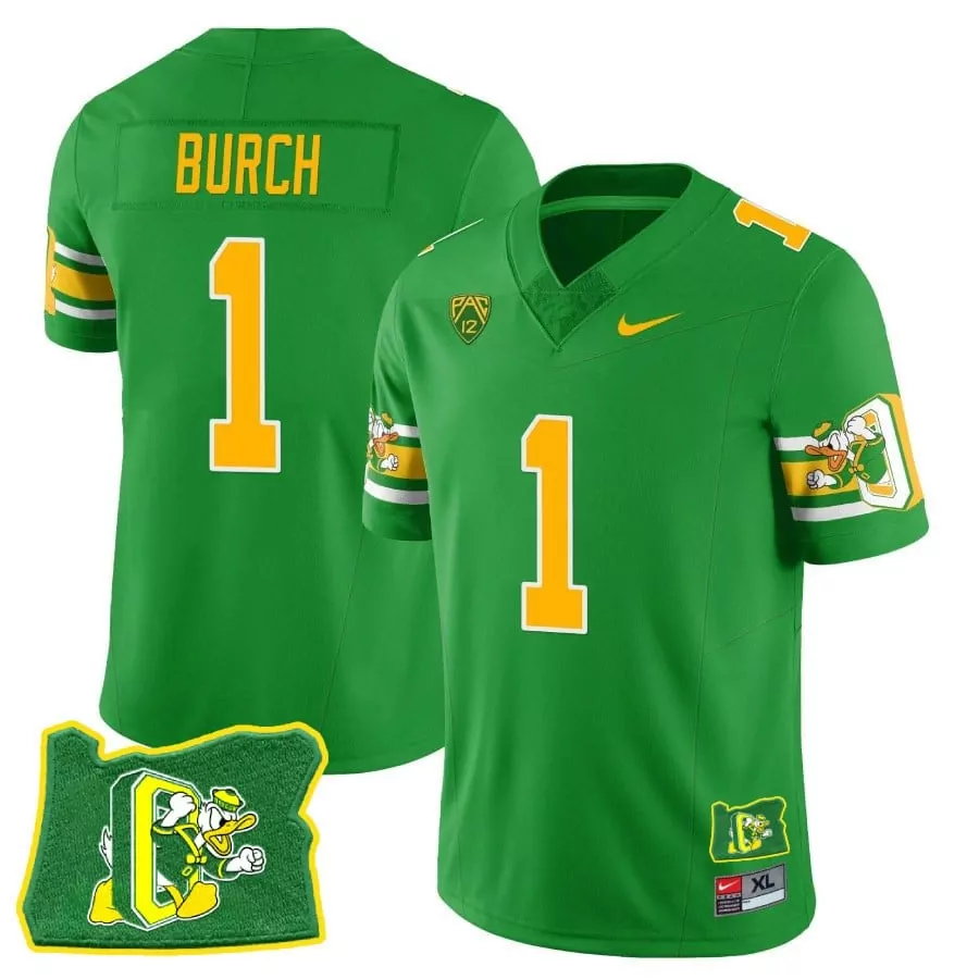Men's Oregon Ducks Jordan Burch 1984 Throwback Jersey | Green Stitched | Limited Edition Fan Gear for Men, Women & Youth