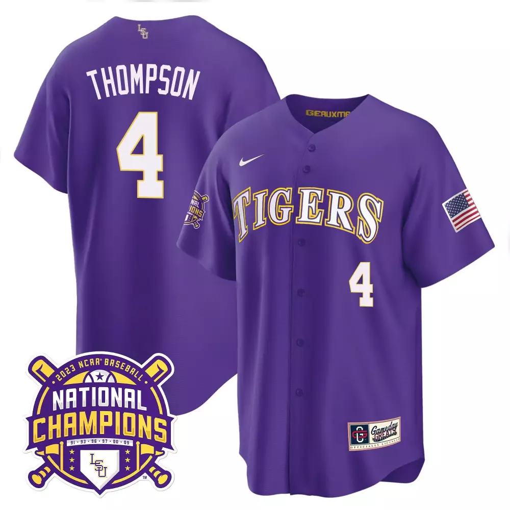 Jordan Thompson LSU Tigers 2023 National Champions Purple Cool Jersey V2 | Men's All Stitched Design | Game Day Outfit | For Men, Women & Youth