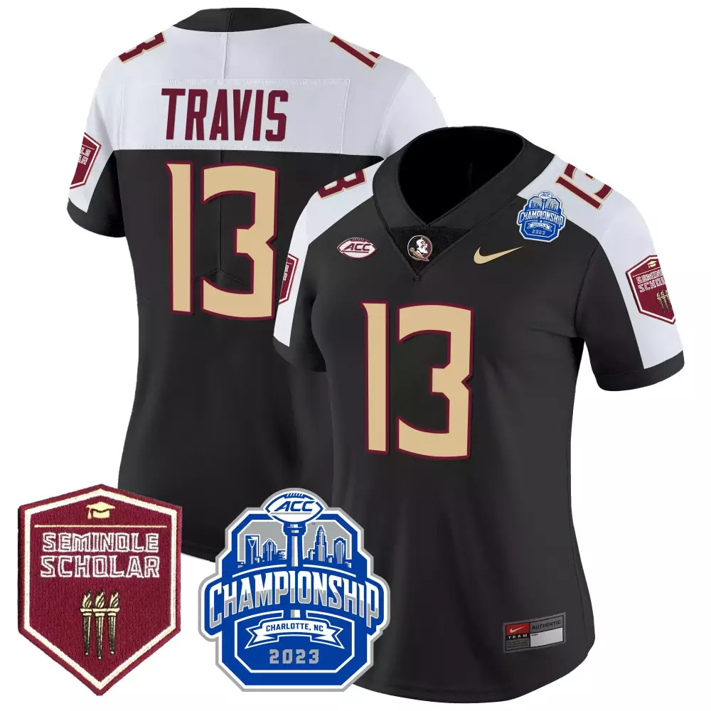 Jordan Travis Black Alternate Women's Jersey | 2023 ACC Championship Patch | Stitched Vapor Fan Gear for Men, Women & Youth