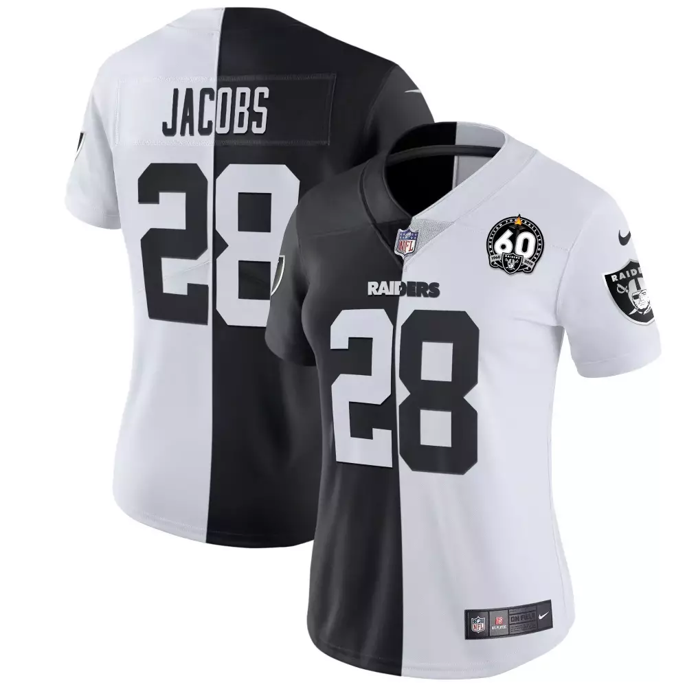 Josh Jacobs Women's 60th Season Patch Gold Split Jersey | Stitched Style | Limited Edition Fan Gear | For Women & Youth