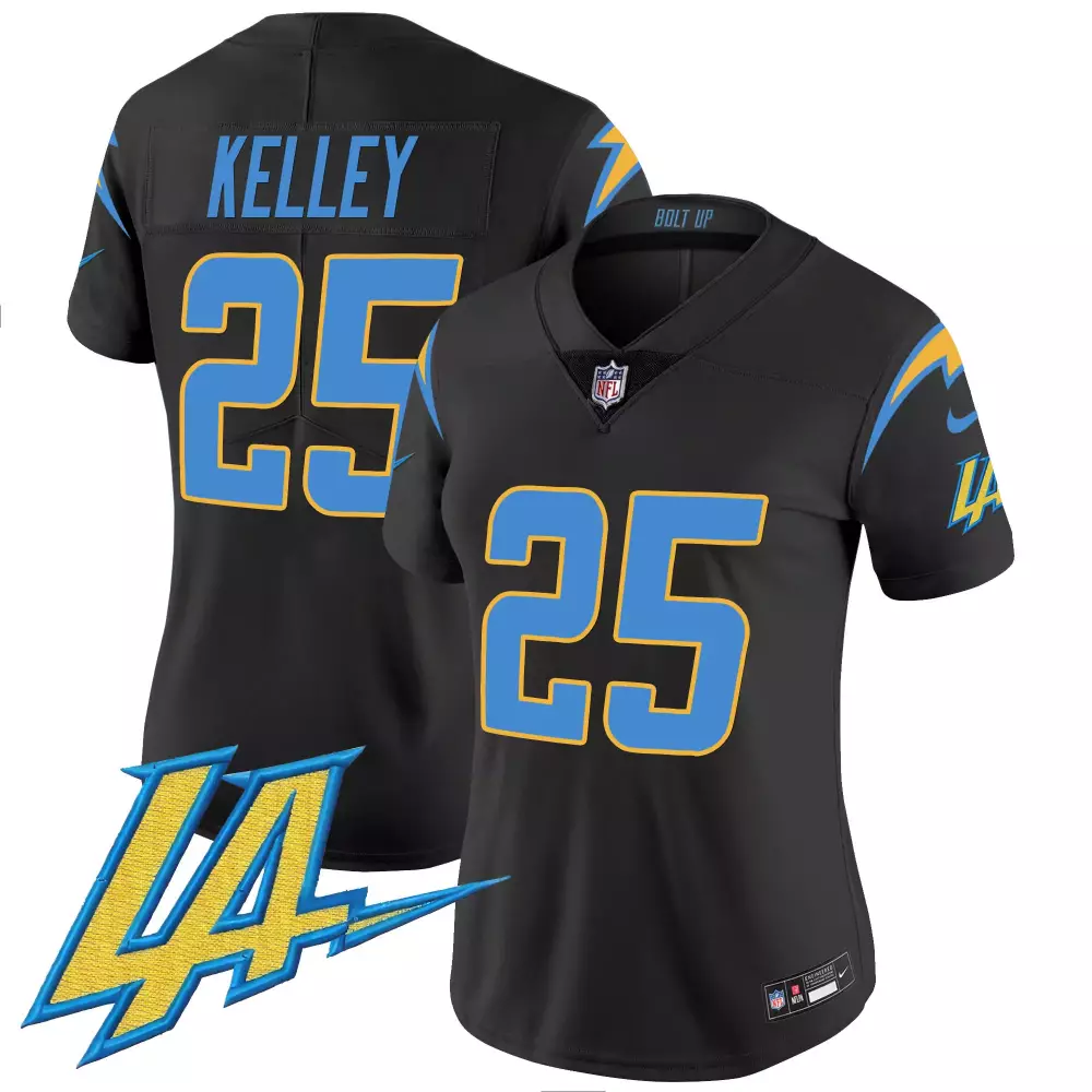 Joshua Kelley Women's Black Los Angeles Chargers Vapor Limited Jersey V2 | Stitched Fan Gear | For Men, Women & Youth