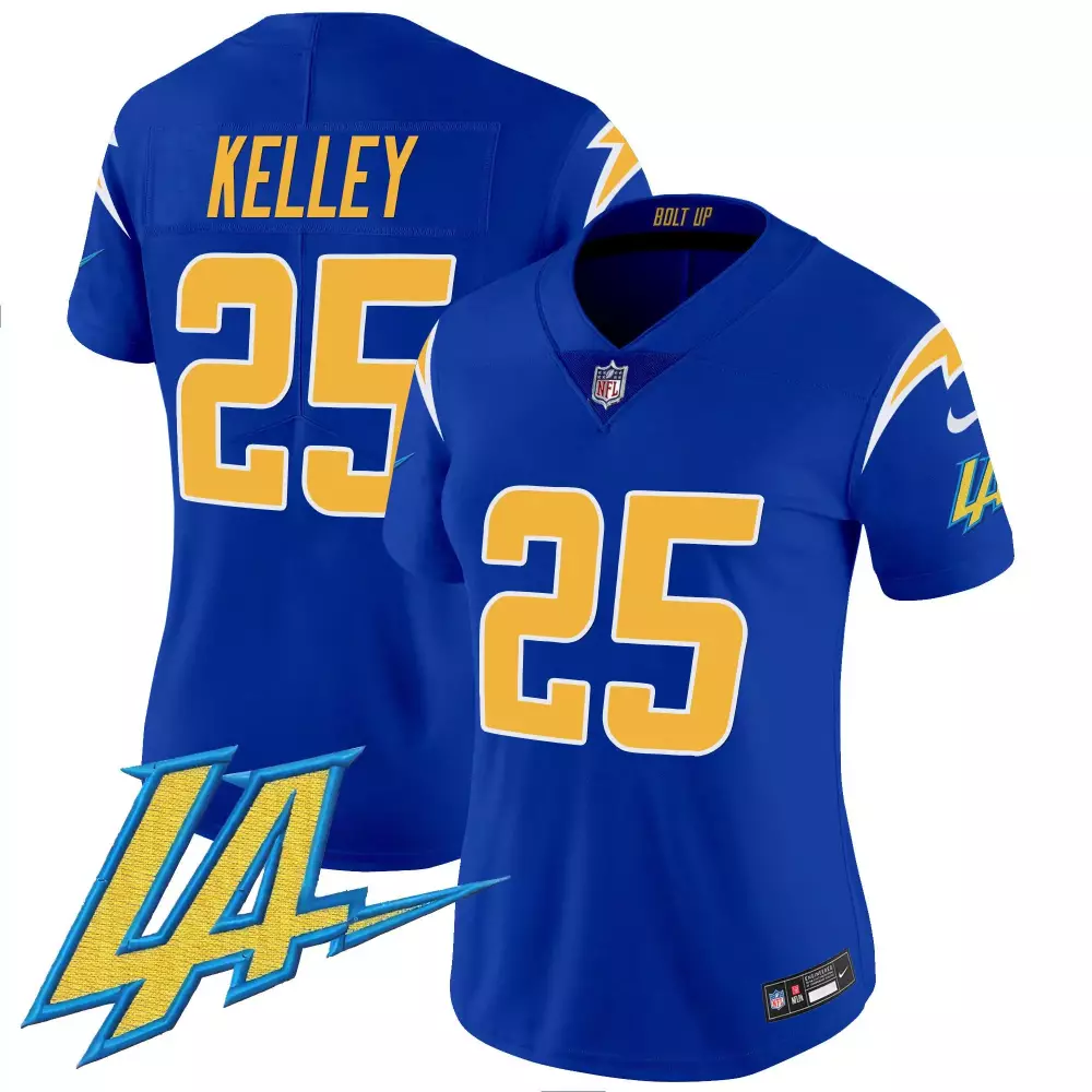 Joshua Kelley Women's Royal Los Angeles Chargers Vapor Limited Jersey V2 | Stitched Fan Gear | For Men, Women & Youth