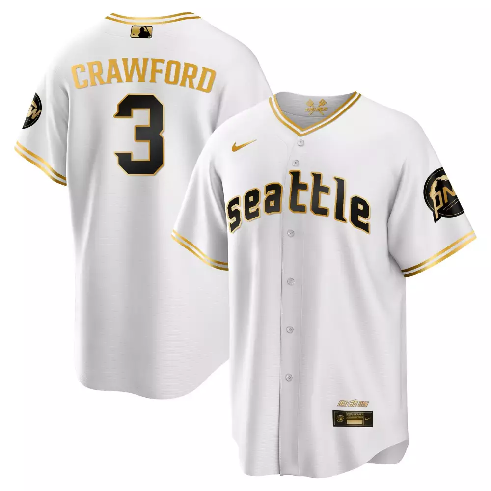 JP Crawford Flex White Gold Mariners 2023 City Connect Fan Made Jersey | Stitched Gear | For Men, Women & Youth