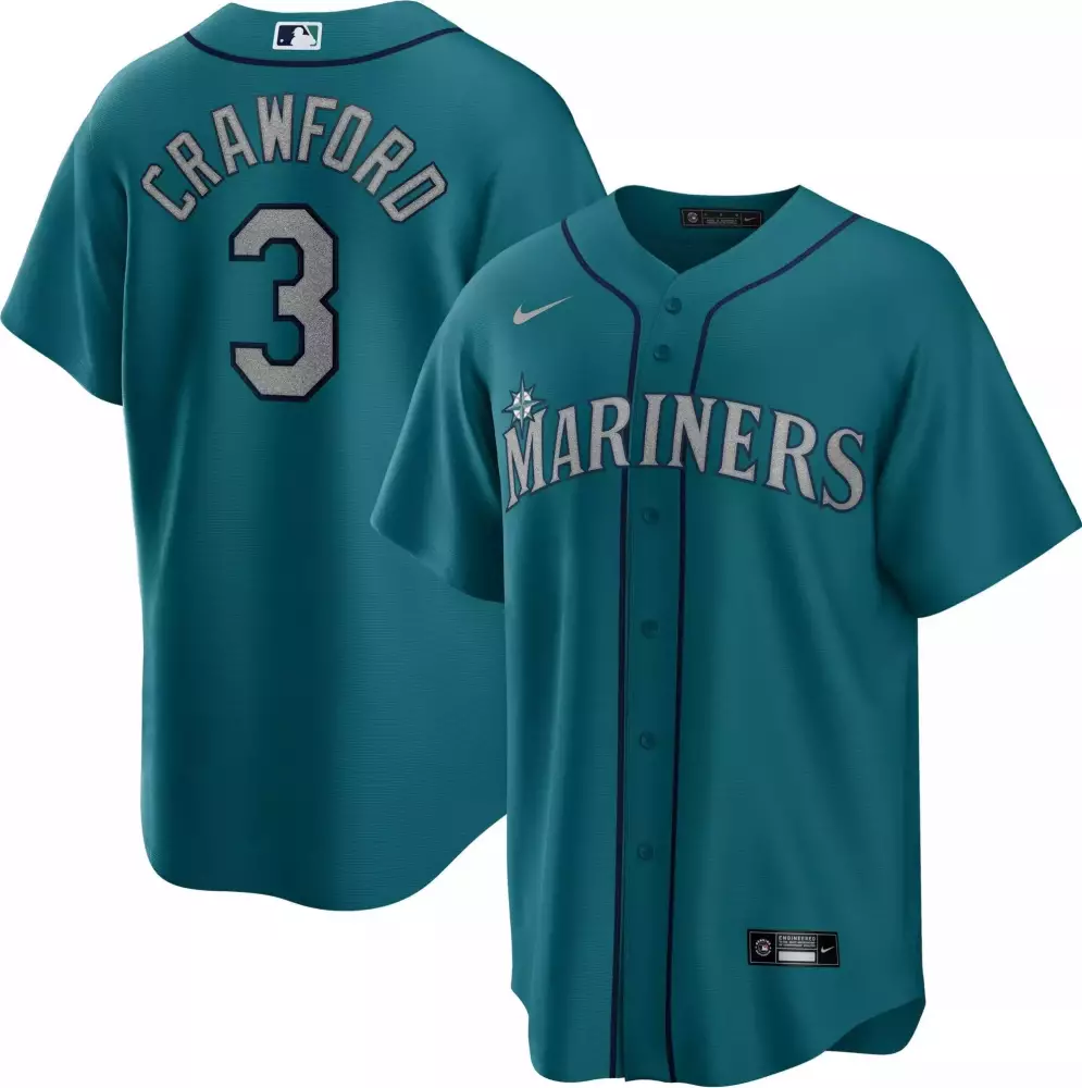 Crawford Seattle Mariners Cool Base Jersey | Aqua Color | All Stitched for Men, Women & Youth