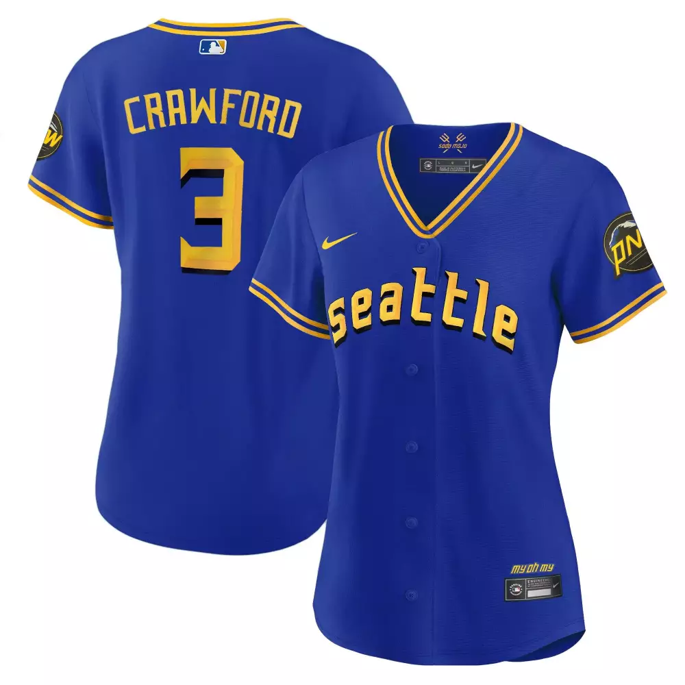 Crawford Seattle Mariners 2023 City Connect Gold Jersey | Royal Color | All Stitched for Women