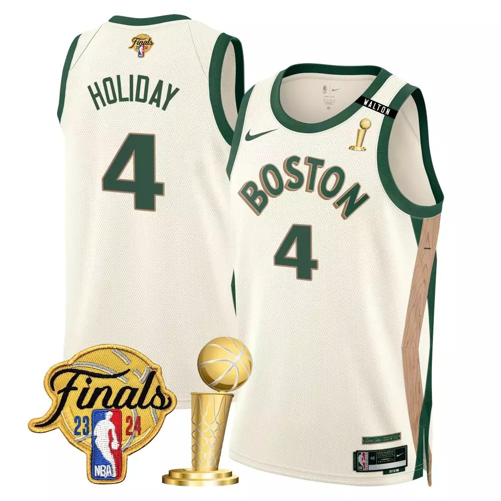 Jrue Holiday 2324 City Boston Celtics 2024 Final Champions Patch Swingman Jersey V2 | All Stitched | For Men, Women & Youth