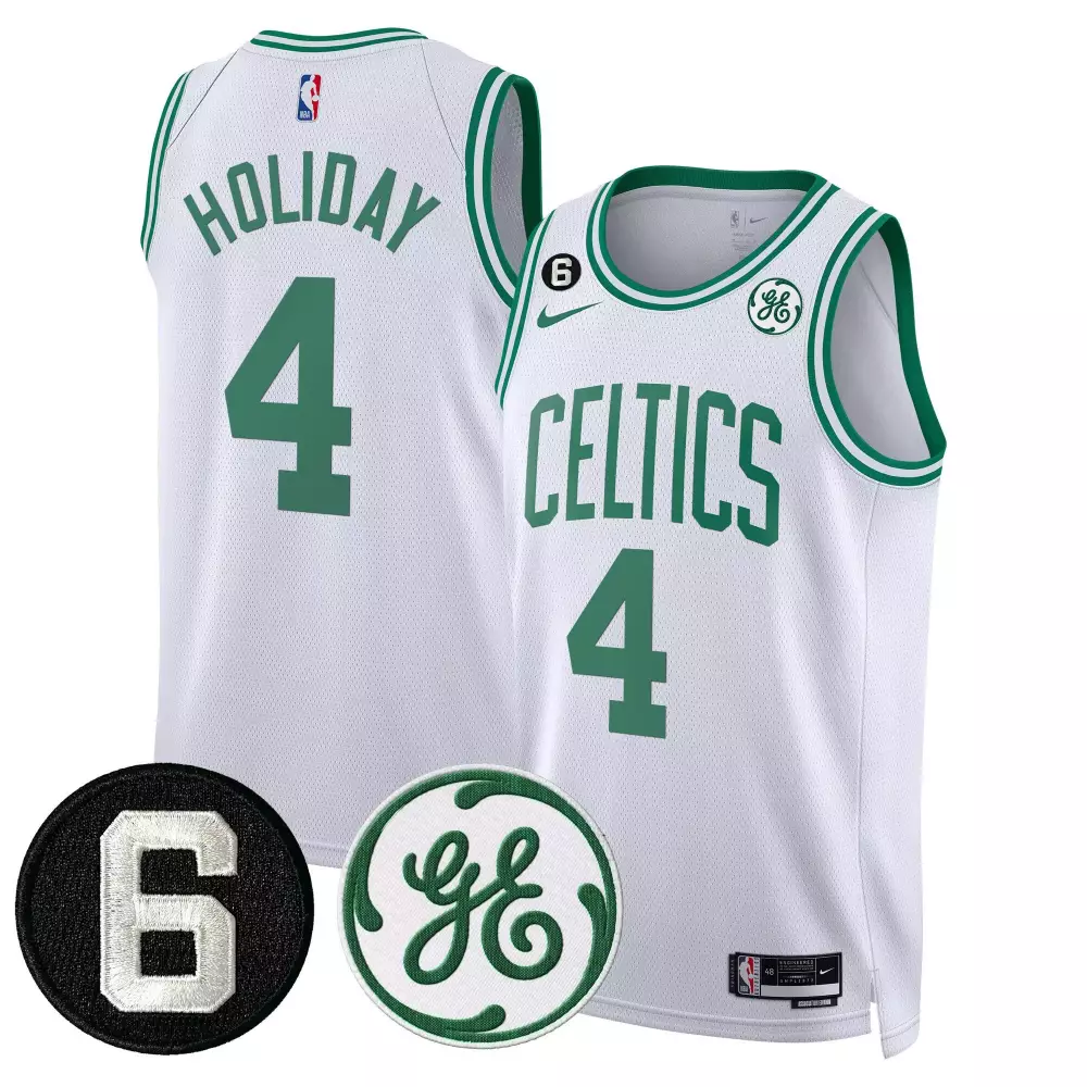 Jrue Holiday Association Boston Celtics Bill Russell & John Havlicek Patch Jersey | All Stitched | For Men, Women & Youth
