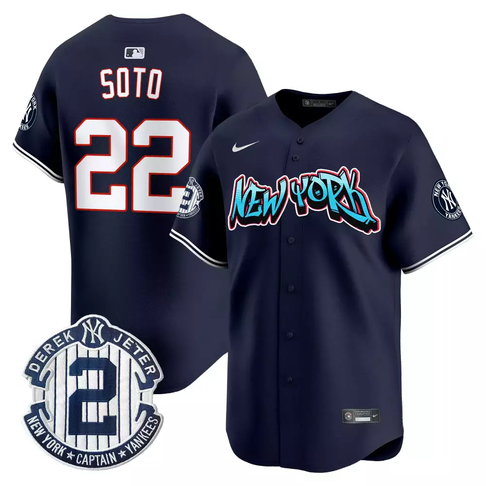 Juan Soto Navy Men's Yankees Graffiti Vapor Premier Limited Jersey | All Stitched | Trendy Fan Gear for Men, Women & Youth