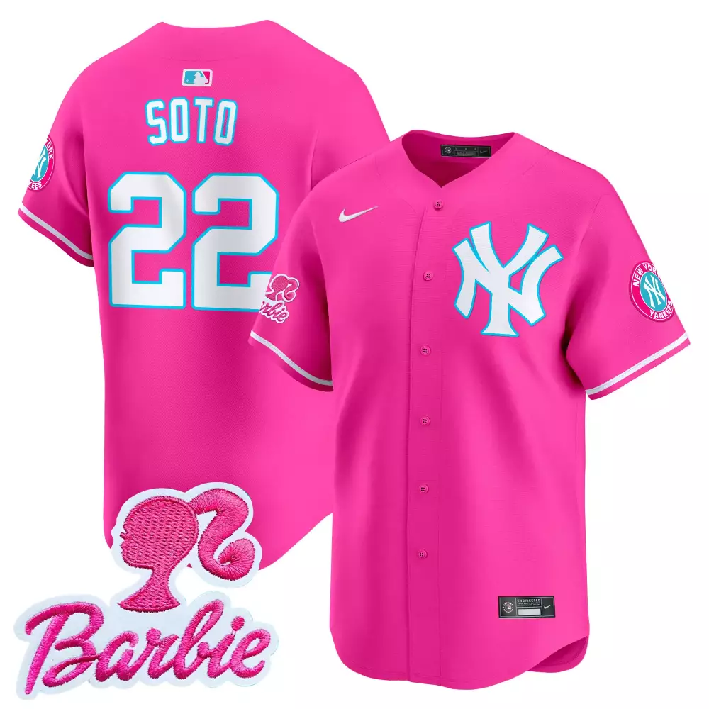 Juan Soto Pink Unisex Yankees Barbie Patch Vapor Premier Limited Jersey | All Stitched | For Men, Women & Youth