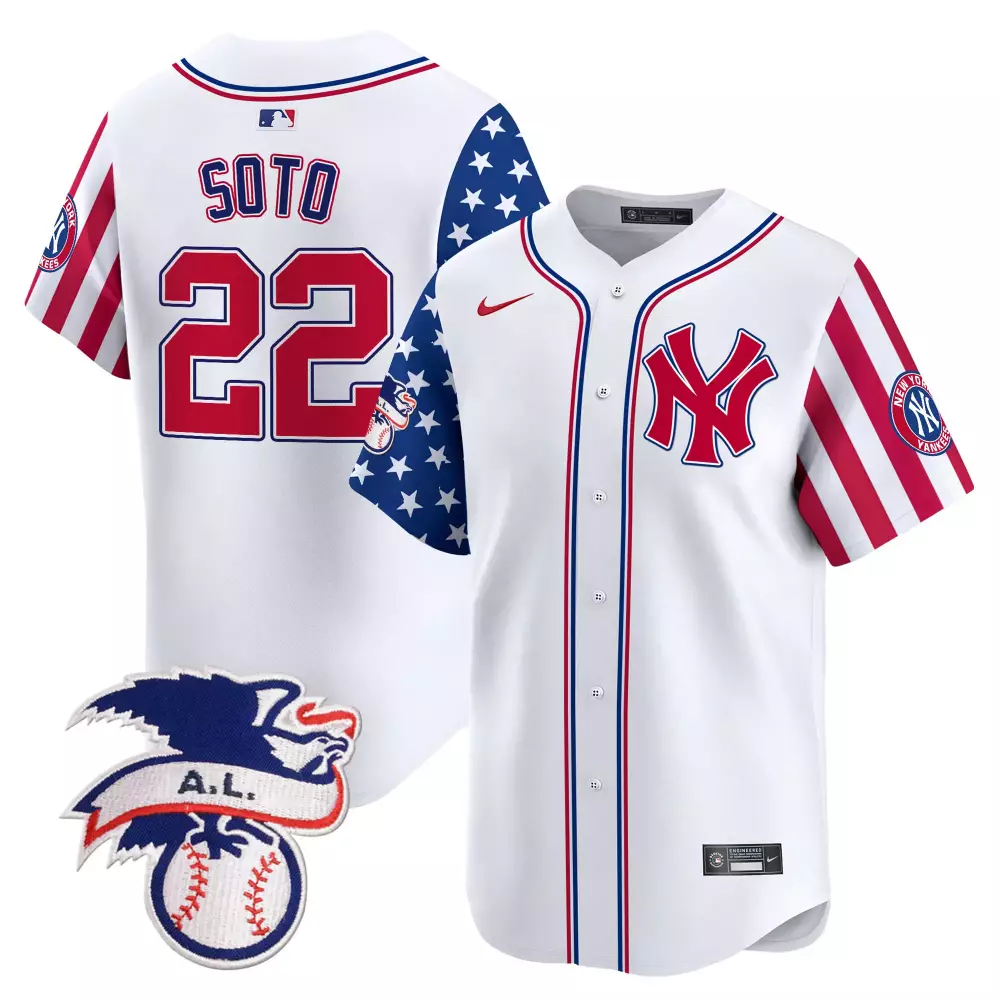 Soto Yankees 2024 Fourth of July Jersey V5 | White Stitched Vapor Premier | Limited Edition Fan Gear for Men, Women & Youth