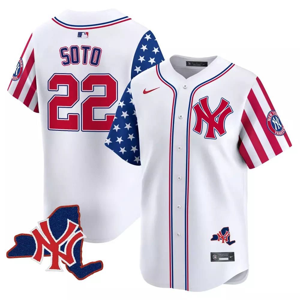Soto Yankees 2024 Independence Day Jersey V2 | White Stitched Vapor Premier | Limited Edition Fan Gear for Men, Women & Youth