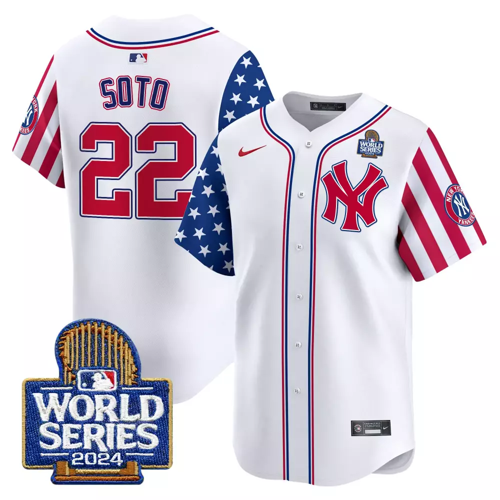 Soto Yankees 2024 American Style World Series Jersey V2 | White Stitched Vapor Premier | Limited Edition Fan Gear for Men, Women & Youth