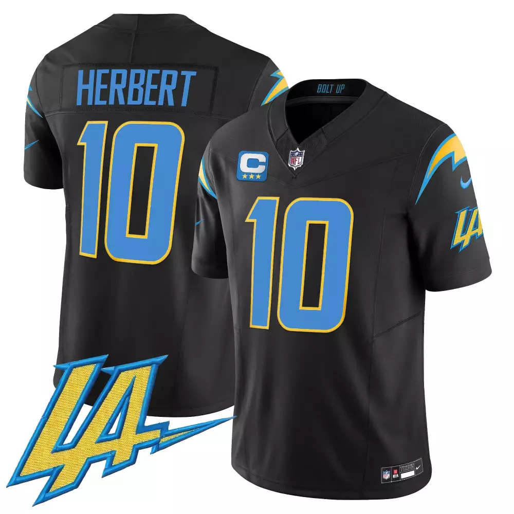 Justin Herbert Black Men's Los Angeles Chargers Vapor Limited Jersey V2 | All Stitched | Fan Gear for Men, Women & Youth