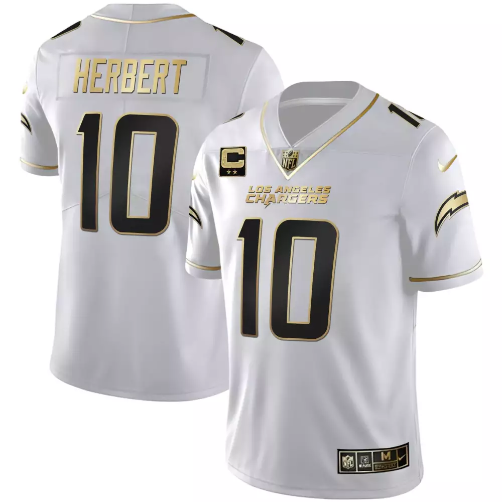 Justin Herbert White Gold Jersey | Los Angeles Chargers 2023 Stitched Fan Gear | For Men, Women & Youth