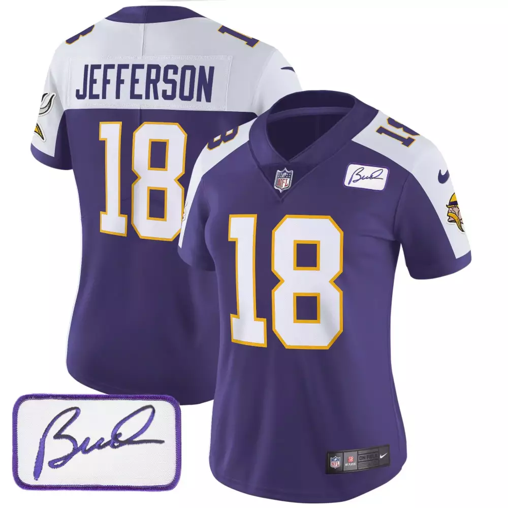 Justin Jefferson Minnesota Vikings Women's Classic Limited Jersey | Bud Grant Patch | Purple Alternate | Fan Gear for Game Day | For Men, Women & Youth