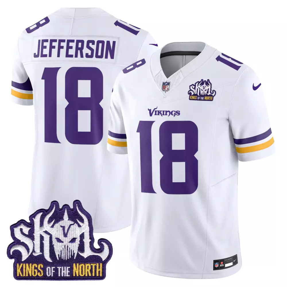 Justin Jefferson Minnesota Vikings Kings of the North Patch Vapor Limited Jersey | White Stitched Fan Gear | For Men, Women & Youth