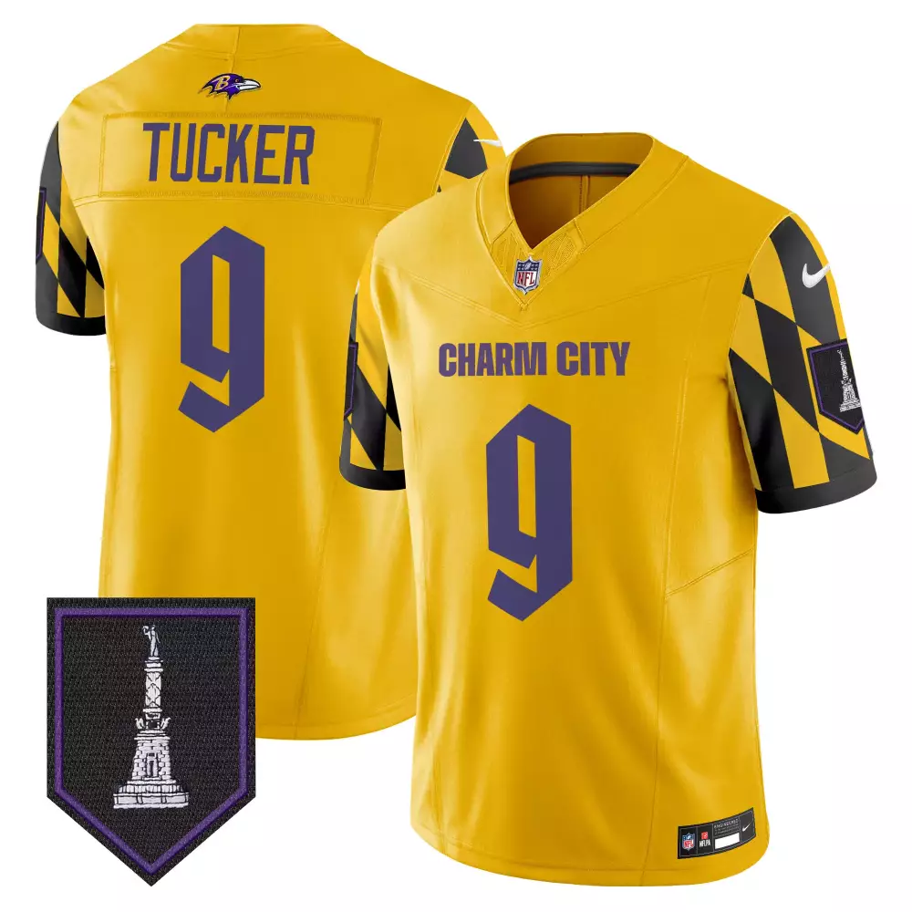 Justin Tucker Baltimore Ravens Men's Gold City Edition Jersey | Stitched | Limited Edition Fan Gear | For Men, Women & Youth