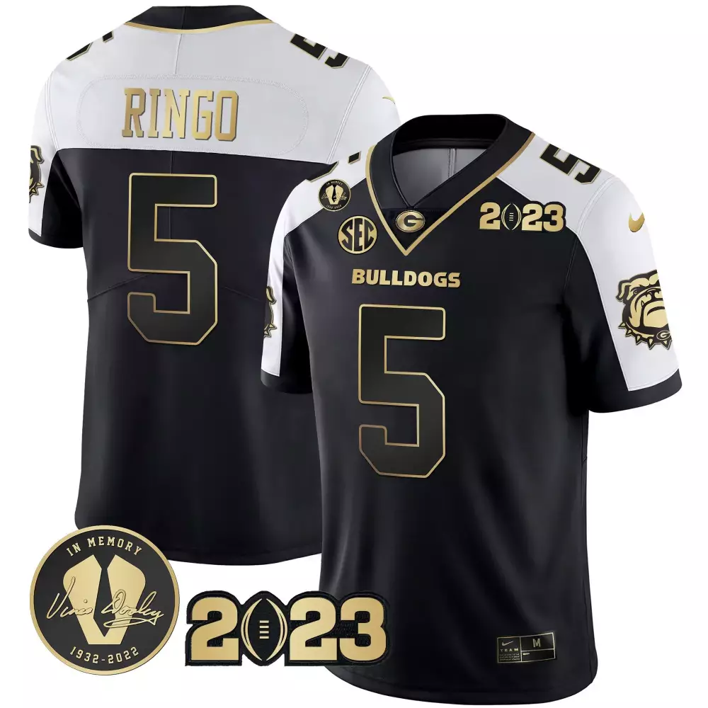 Kelee Ringo Alternate Men's Georgia Bulldogs 2023 Champions Black Red Gold Jersey | All Stitched | Limited Edition Fan Gear | For Men, Women & Youth