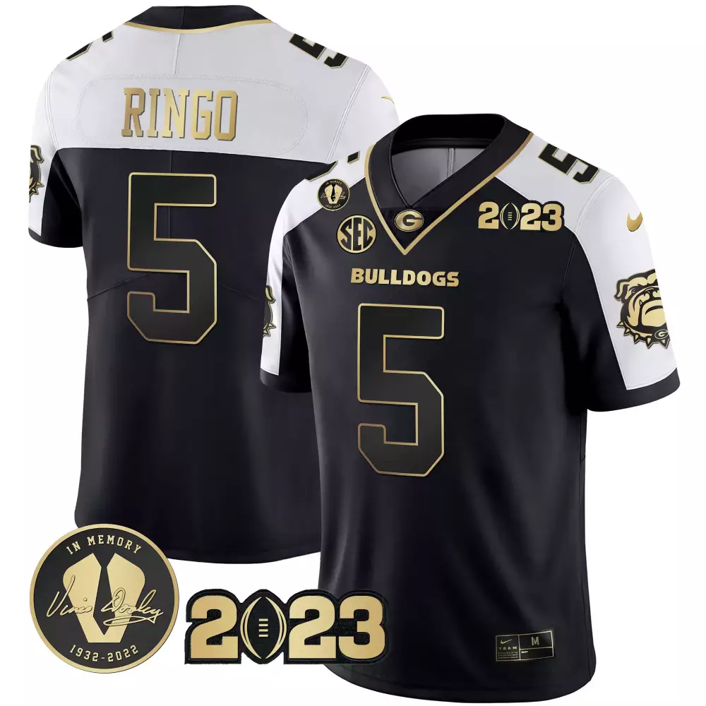 Kelee Ringo 2023 Georgia Bulldogs Black Gold Jersey | Stitched Champions Alternate | Fan Gear for Men, Women & Youth