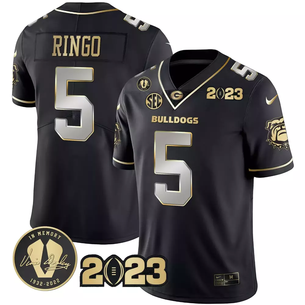 Kelee Ringo Black Limited Men's Georgia Bulldogs 2023 Champions Black Red Gold Jersey | All Stitched | Limited Edition Fan Gear | For Men, Women & Youth