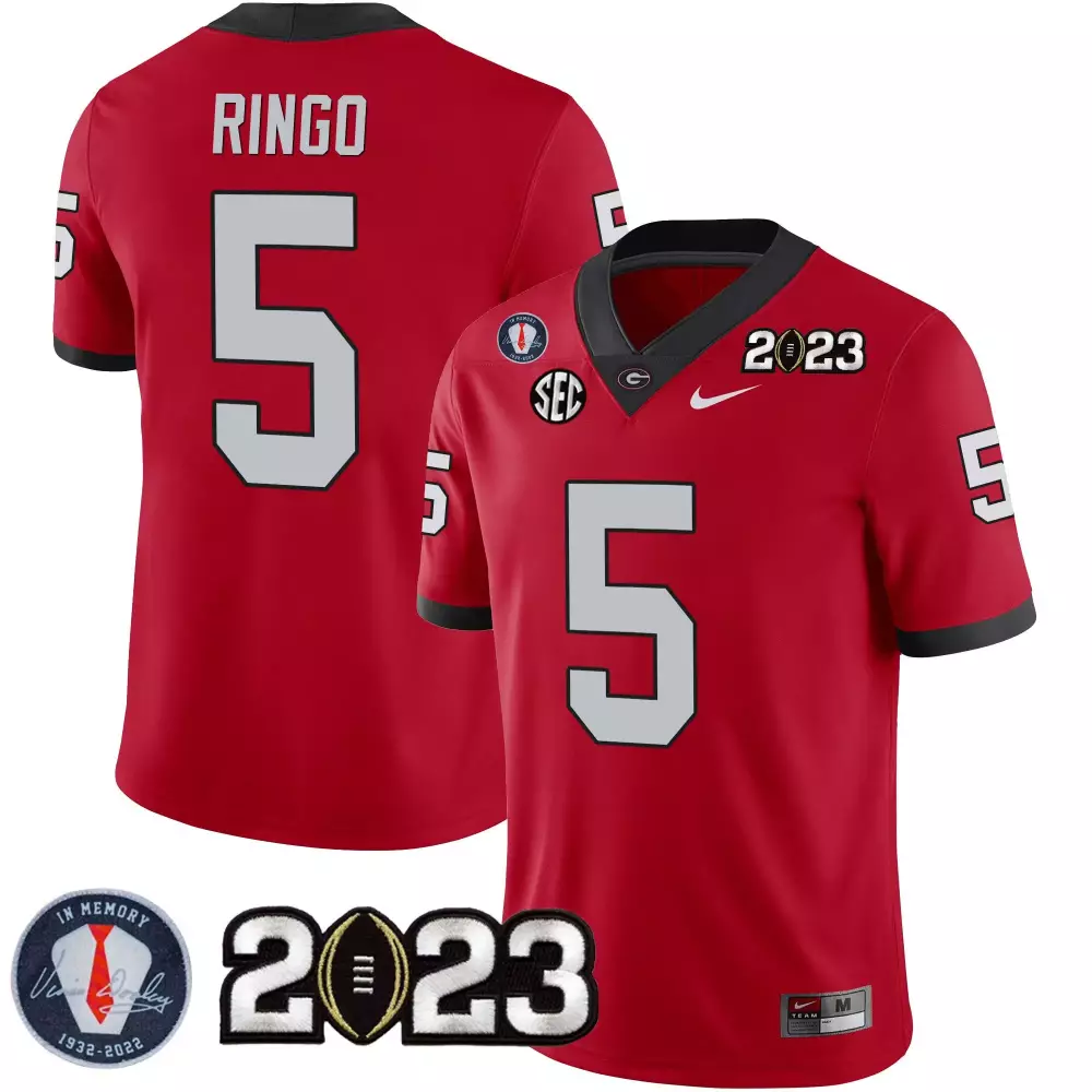 Kelee Ringo Red Men's Georgia Bulldogs 2023 Champions Jersey | All Stitched | Fan Gear for Game Day | For Men, Women & Youth