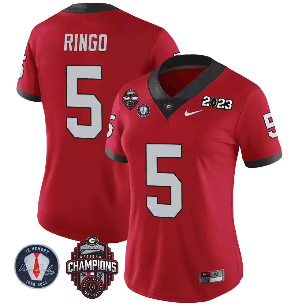 Kelee Ringo Red Women's Georgia Bulldogs 2023 Vince Dooley Patch Alternate Jersey | Stitched Design | Replica Fan Gear | For Men, Women & Youth