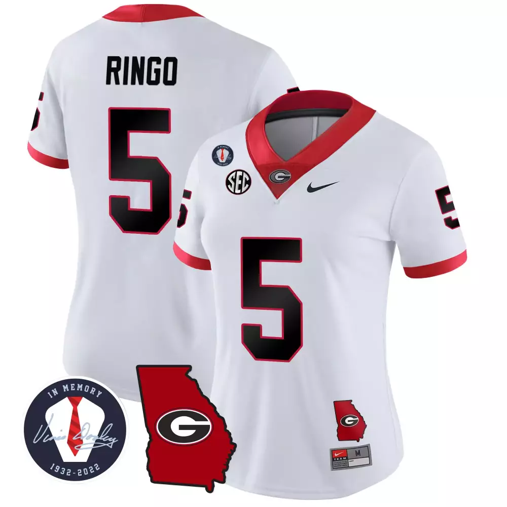 Kelee Ringo White Women's Georgia Bulldogs 2023 Vapor Jersey | Stitched Georgia Map | Replica Fan Gear | For Men, Women & Youth