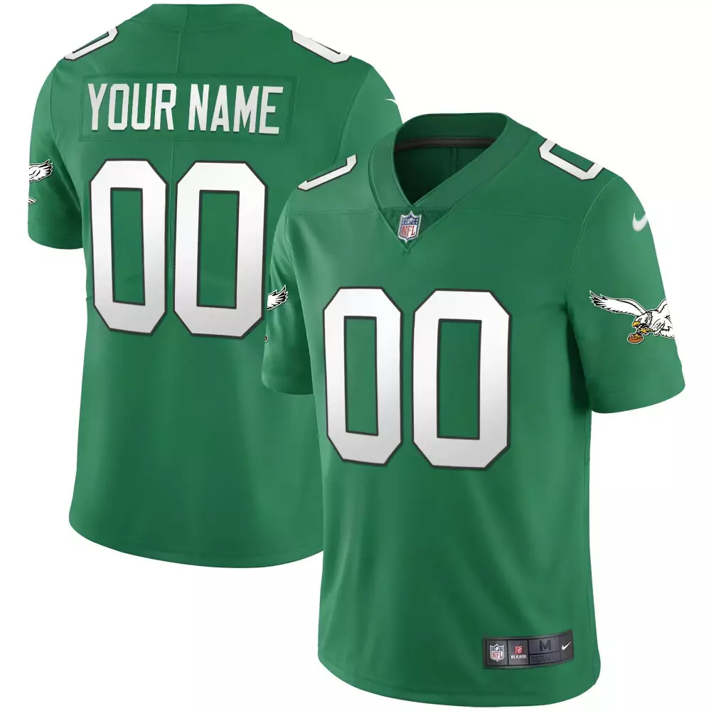 Youth Philadelphia Eagles Mexico Gold Kelly Vapor Custom Jersey | All Stitched | Fan Gear | For Men, Women & Youth