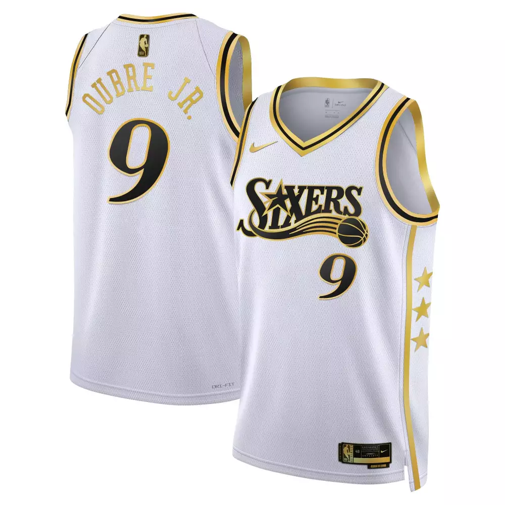 Kelly Oubre Jr. 76ers White Gold Jersey | All Stitched Swingman Style | Fan Gear | For Men, Women & Youth