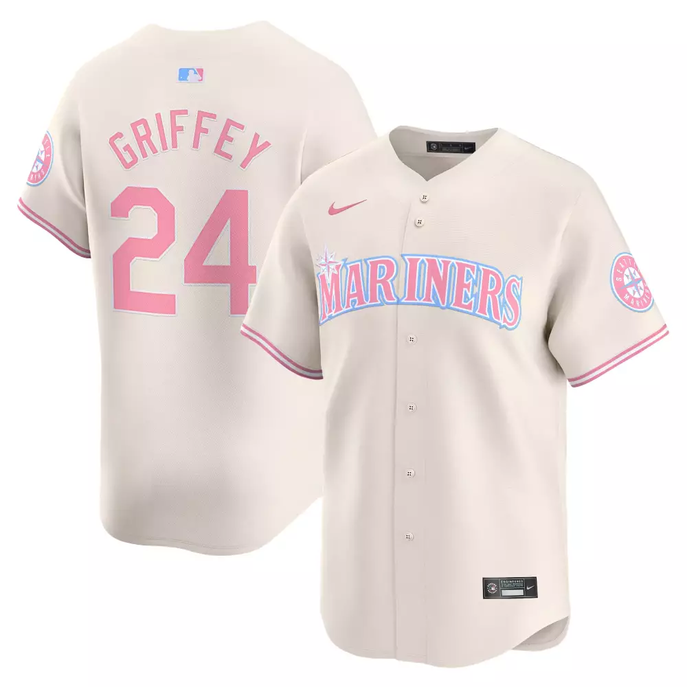 Ken Griffey Jr. Cream Mariners Bubblegum Pink Jersey | Stitched Vapor Premier | Limited Edition Fan Gear | For Men, Women & Youth