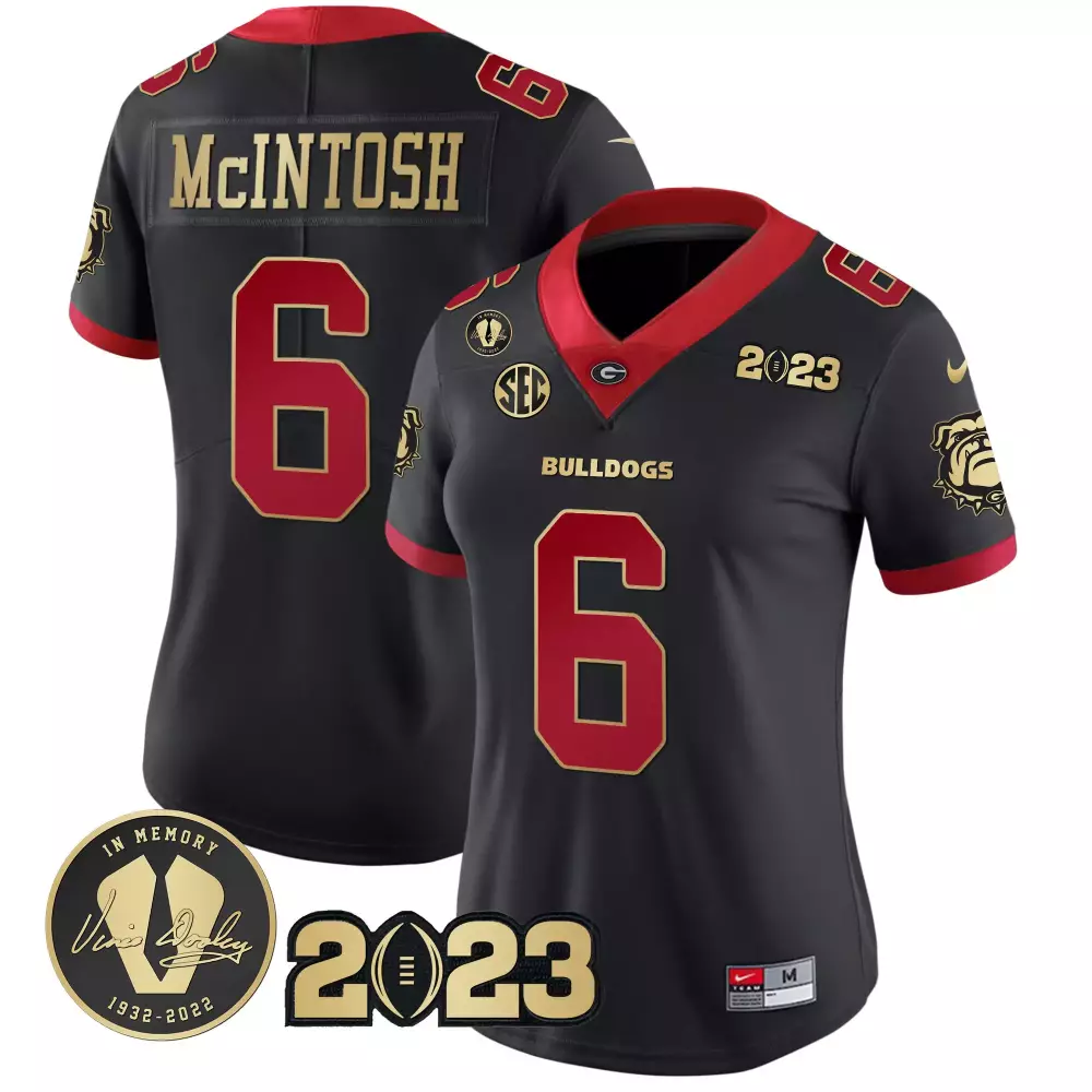 Kenny McIntosh Georgia Bulldogs 2023 Champions Gold Jersey | Stitched Fan Gear for Women | For Men, Women & Youth