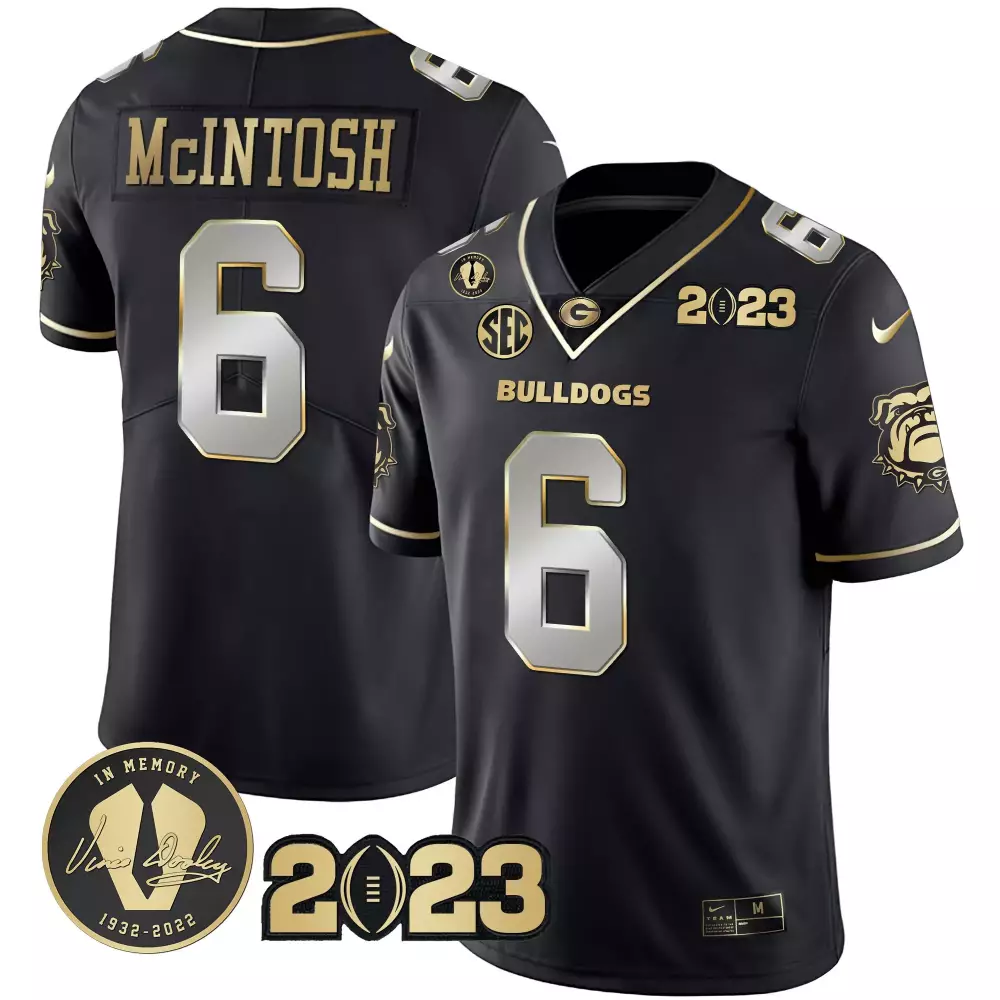 Kenny McIntosh Georgia Bulldogs 2023 Black Limited Champions Jersey | Stitched Fan Gear | For Men, Women & Youth