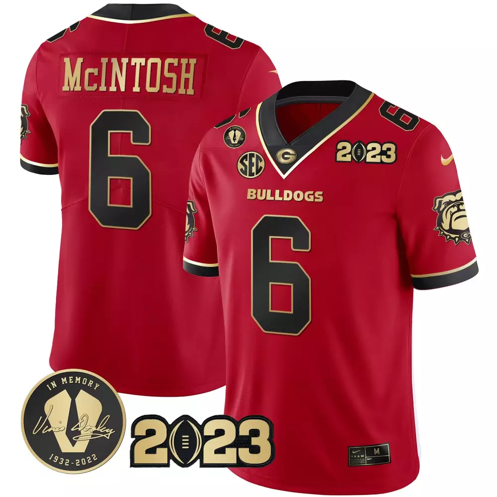 Kenny McIntosh Black Red Men's Georgia Bulldogs 2023 Champions Jersey | Stitched Fan Gear | For Men, Women & Youth