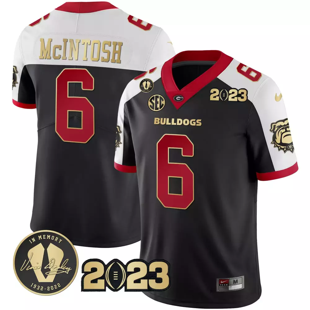 Kenny McIntosh Gold Trim Men's Georgia Bulldogs 2023 Champions Alternate Jersey | Stitched Fan Gear | For Men, Women & Youth
