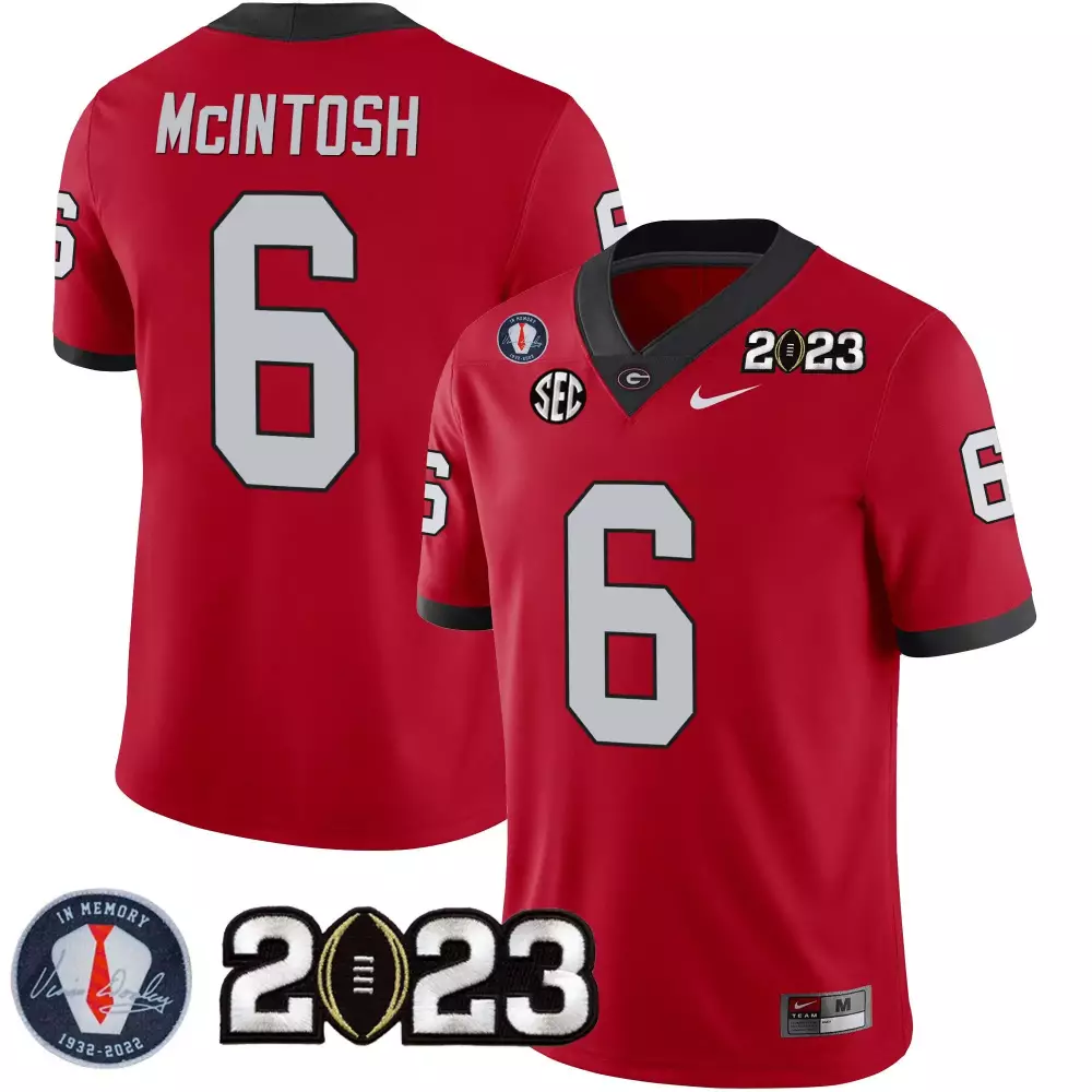 Kenny McIntosh Georgia Bulldogs 2023 Champions Red Youth Jersey | Stitched Fan Gear | For Youth