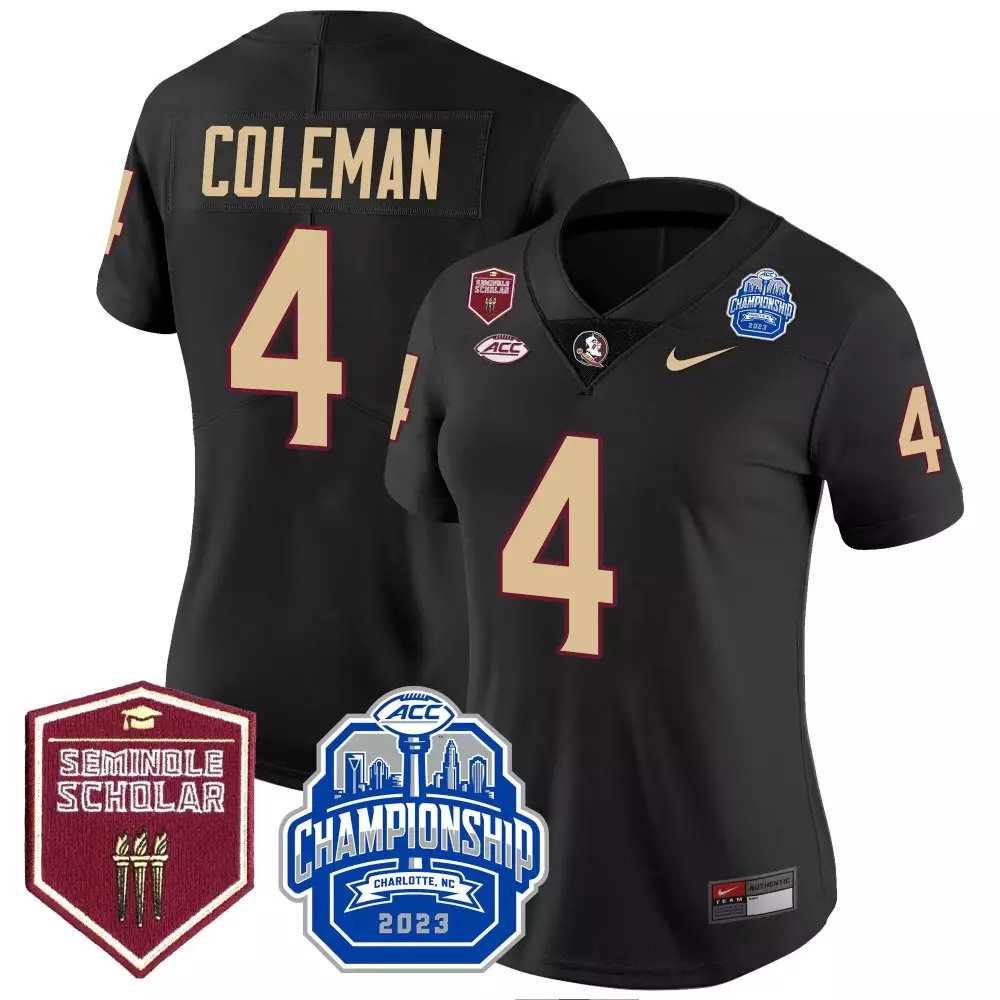 Keon Coleman Florida State Seminoles Women's 2023 ACC Championship Patch Vapor Jersey | All Stitched | Fan Gear for Men, Women & Youth