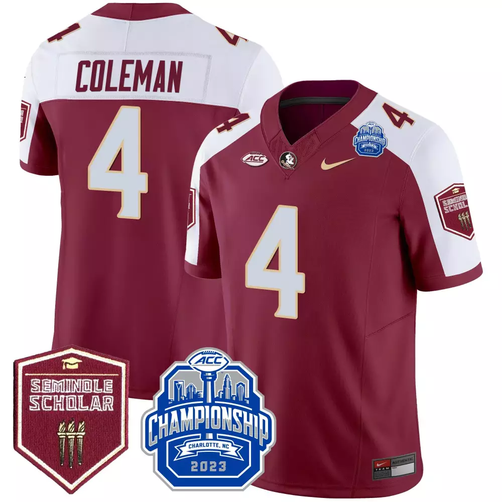 Keon Coleman Florida State Seminoles Men's Garnet Alternate 2023 ACC Championship Patch Vapor Jersey | All Stitched | Fan Gear for Men, Women & Youth