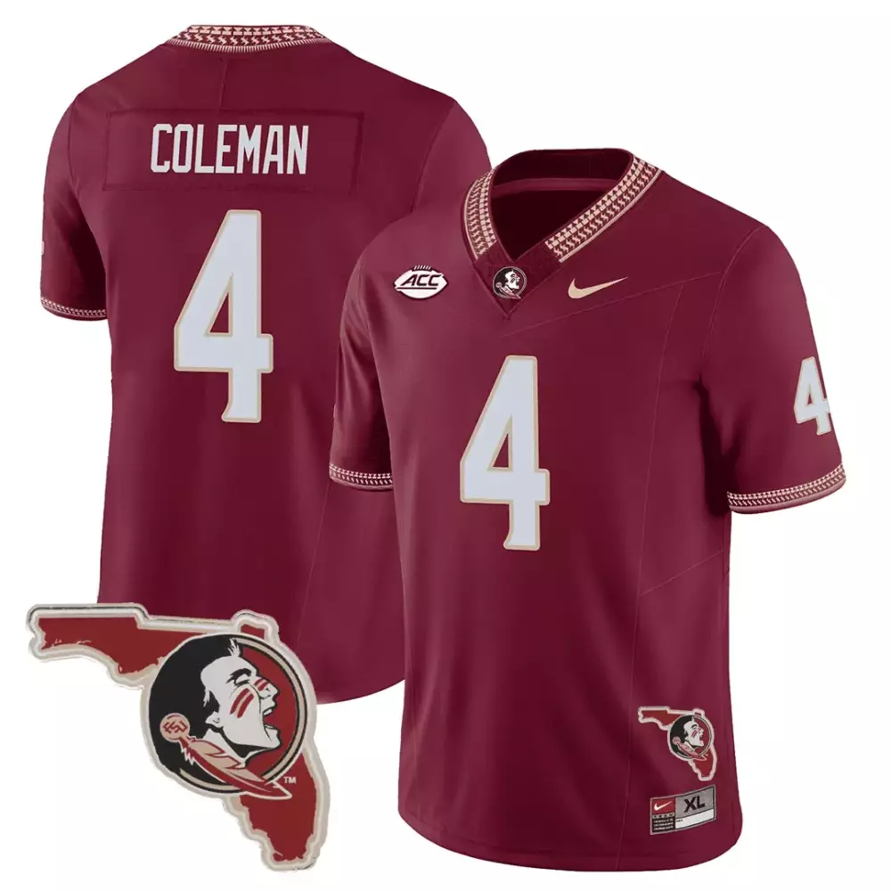 Keon Coleman Men's Florida State Seminoles Map Patch Limited Jersey | All Stitched Fan Gear | For Men, Women & Youth